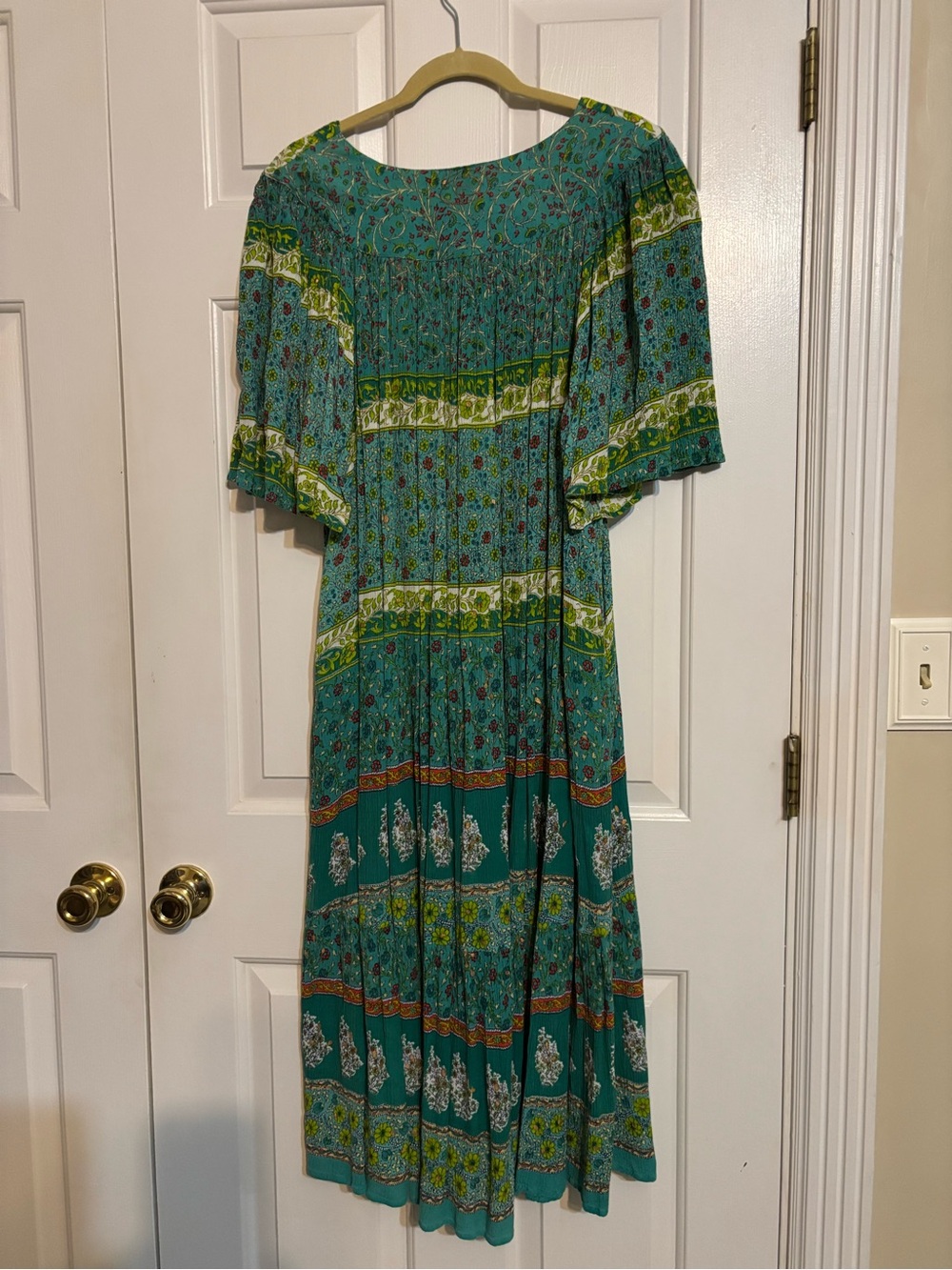 Saybury Boho Muu Muu medium Oversized Teal Green Floral Midi Dress - Picture 2 of 7